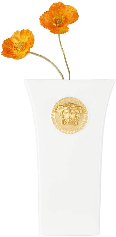 versace white and gold vase|Versace rosenthal plate.